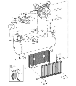 Tank Parts Diagram and Parts List for CE8001  Campbell Hausfeld Compressor